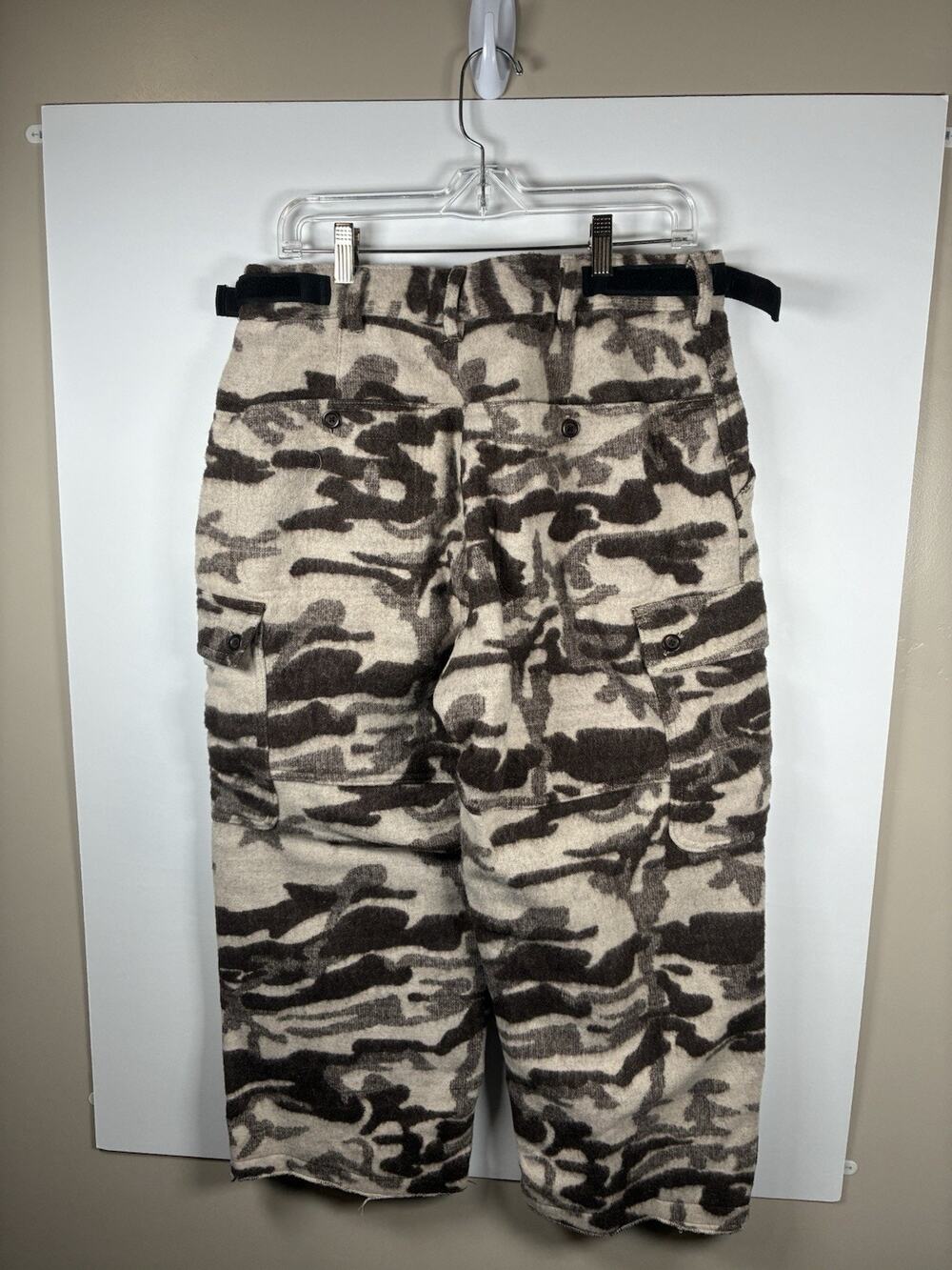 Columbia Mens 34 X 25 Wool Camo Cargo Pants Brown Hunting Gorpcore Altered Hem